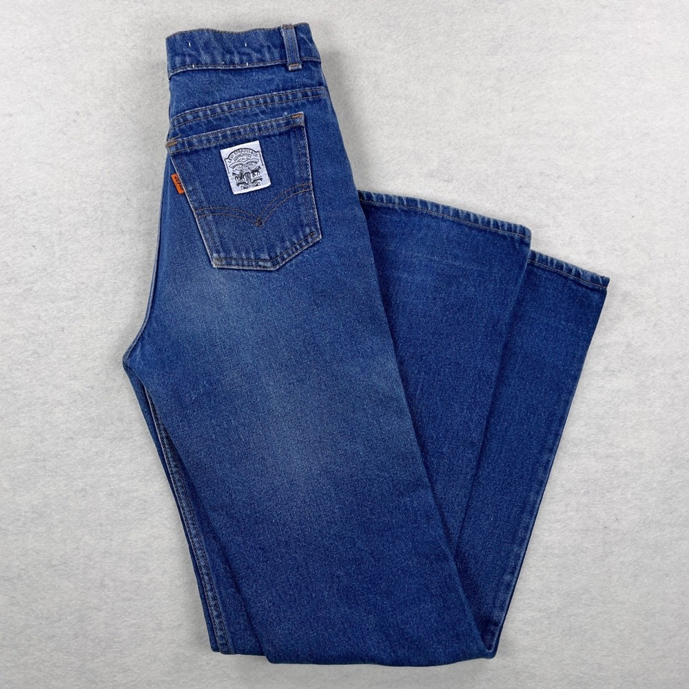 Vintage Levis White Patch Orange Tab Jeans Womens 26 High Rise Straight Scovill - Picture 2 of 13